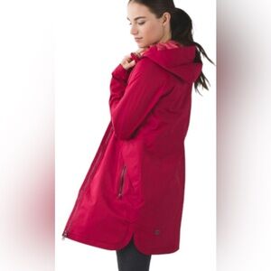 Lululemon Definitely Raining Jacket Cranberry Red Hooded Size 6